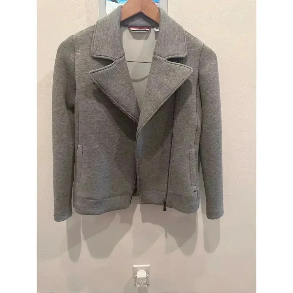 Tommy Hilfiger Moto‎ Grey Long Sleeve Jacket Sz XS - Picture 2 of 10